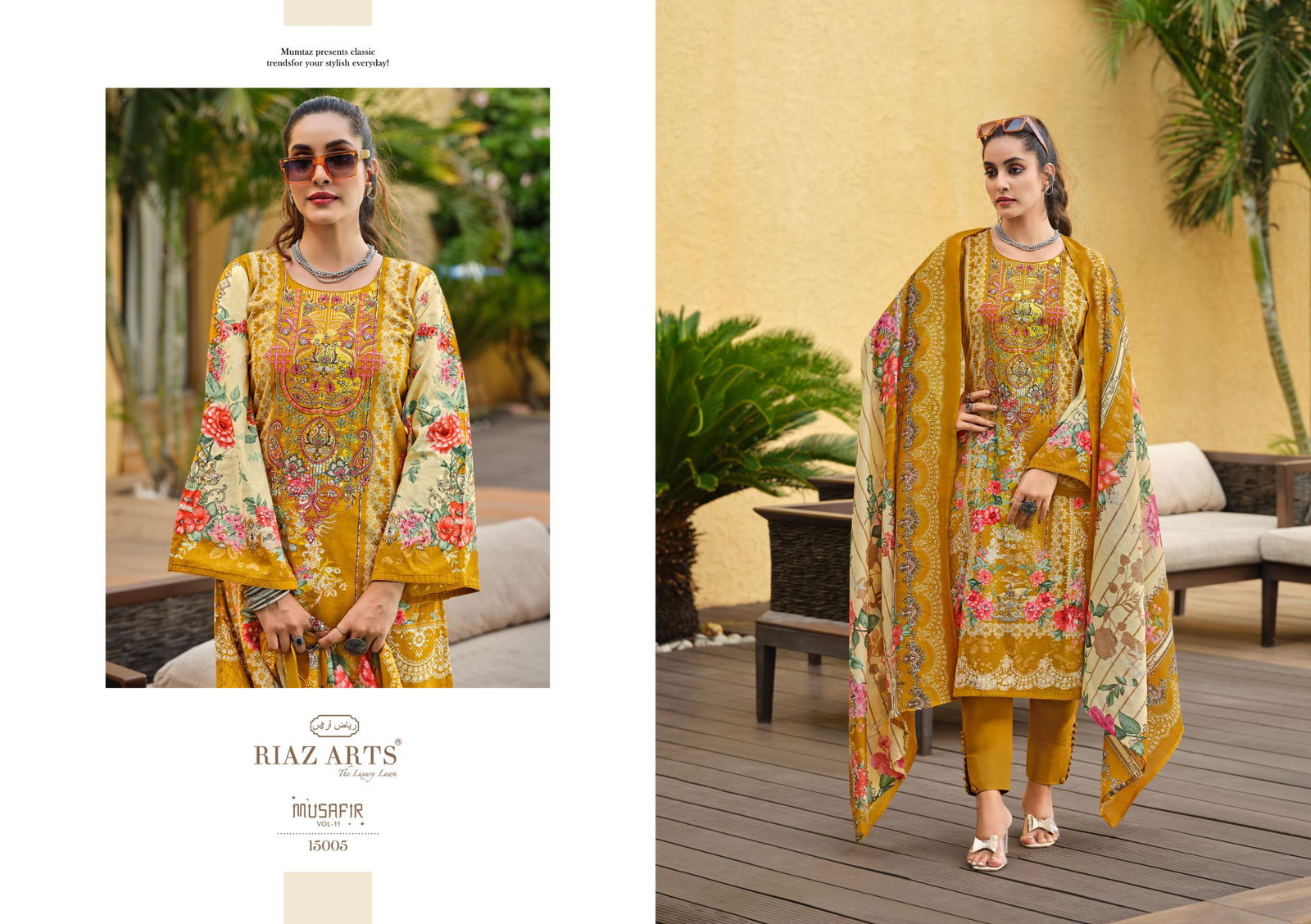 Musafir Vol 11 By Riaz Arts Lawn Digital Printed Dress Material Wholesale Online
